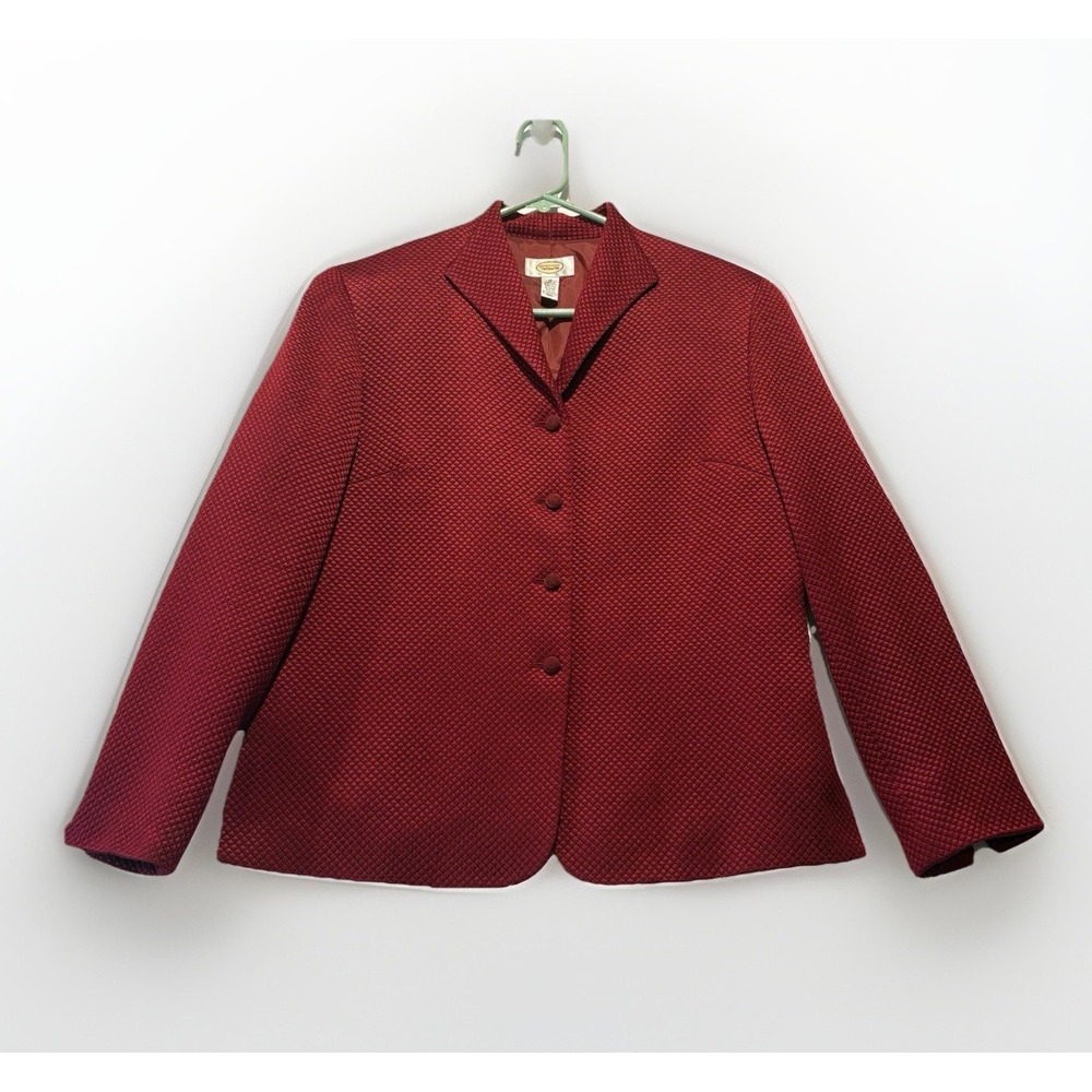 Talbots Red Textured Blazer Classic Women's Size 10 Silk Wool Career Jacket